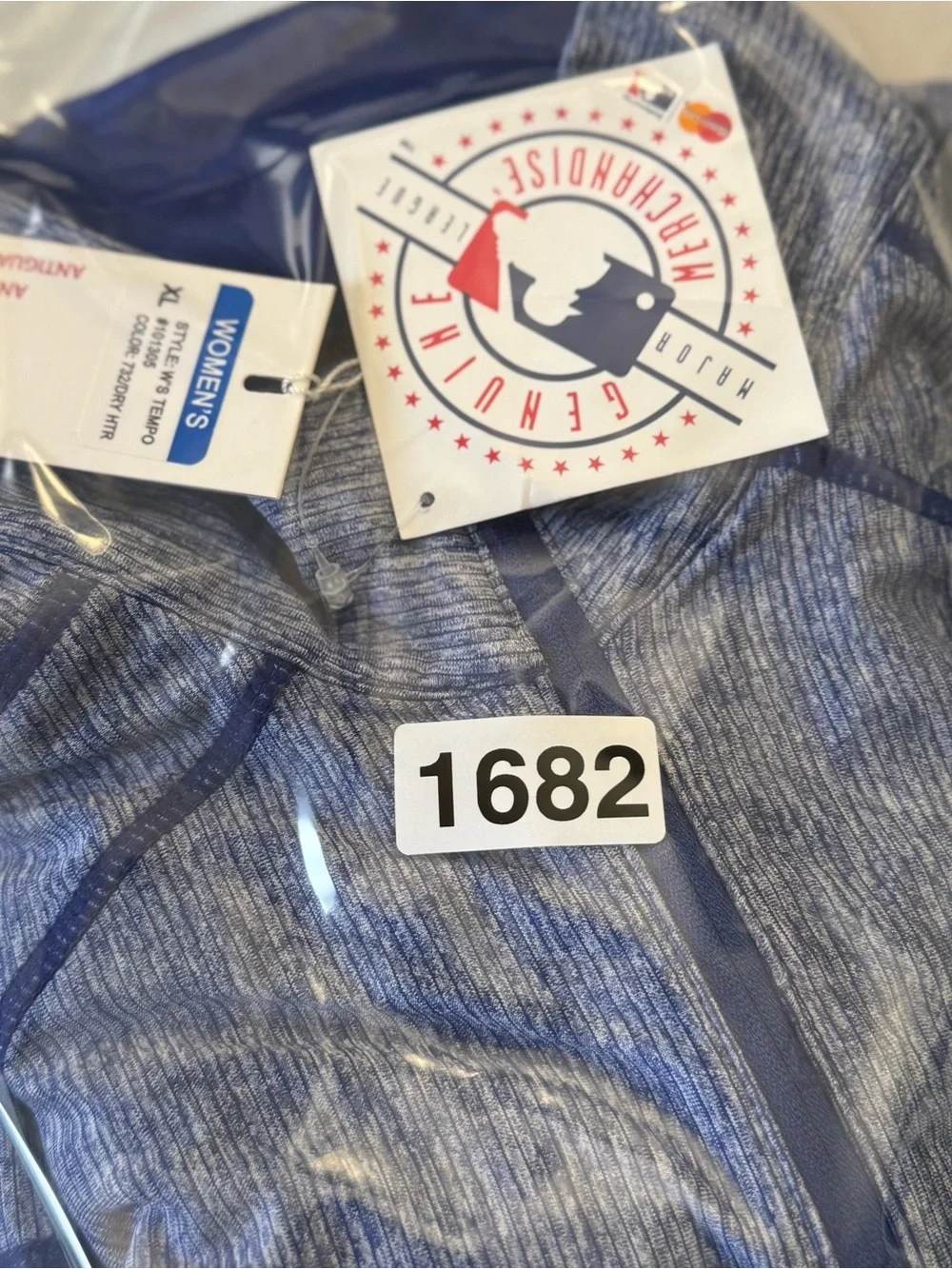 Antigua Blue Heather Quarter-Zip Pullover Miami MLB All-Star Logo Mens Size XL